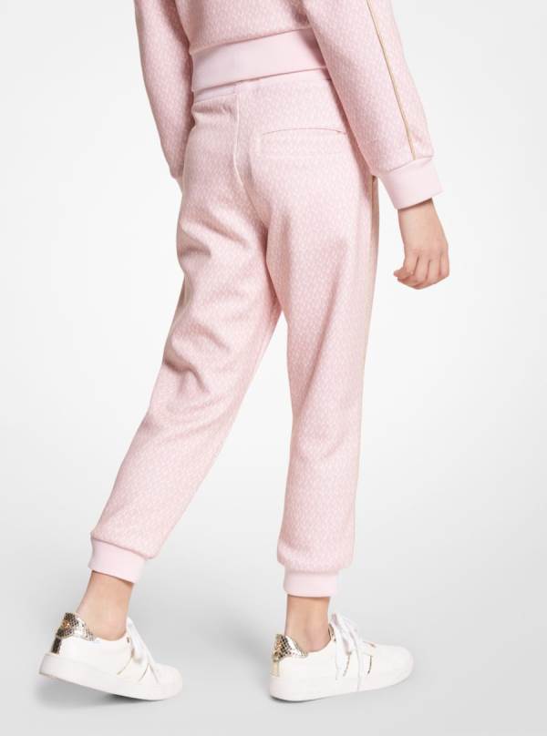Detske Jogger Nohavice Michael Kors Girls Logo Stretch Viscose Ruzove - Oblecenie Michael Kors Obchod | BHMAV-4321